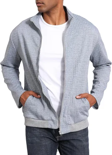Miniatura 7 de Oymyakon Chaqueta deportiva ligera para hombre, estilo casual, elegante, estilo bombardero, con cremallera, con bolsillos
