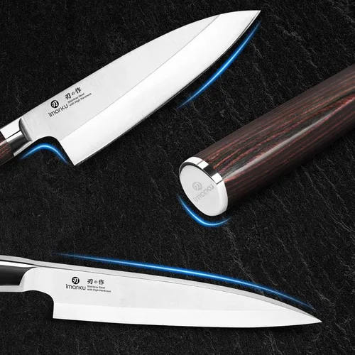 Miniatura 6 de imarku - Cuchillo Deba de 7 pulgadas, cuchillo de chef ultra afilado, cuchillo de cocina japonés definitivo con bisel único de acero inoxidable