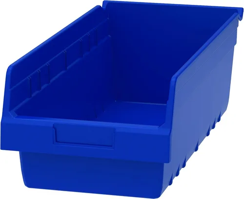Akro-Mils 30088 ShelfMax - Caja de almacenamiento de plástico para anidar, 18 pulgadas de largo por 8 pulgadas de ancho por 6 pulgadas de alto, Azul