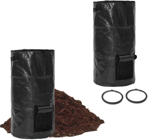 Miniatura 9 de Bolsas de compost de 34 galones, bolsas de compost de jardín reutilizables al aire libre, desechos orgánicos, bolsa de compostaje para jardín