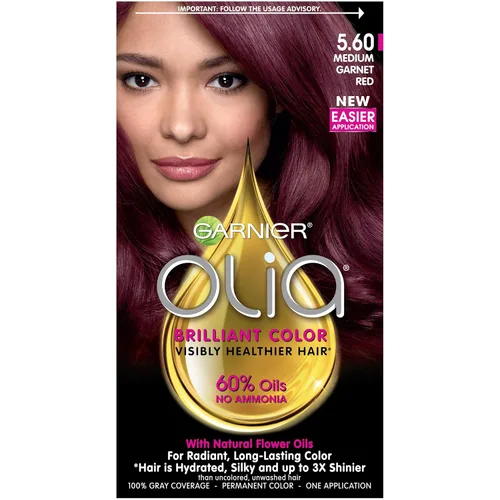 Garnier Olia Tinte de cabello sin amoníaco [5.60] rojo granate medio, 1 unidad 5.6 Rojo granate medio