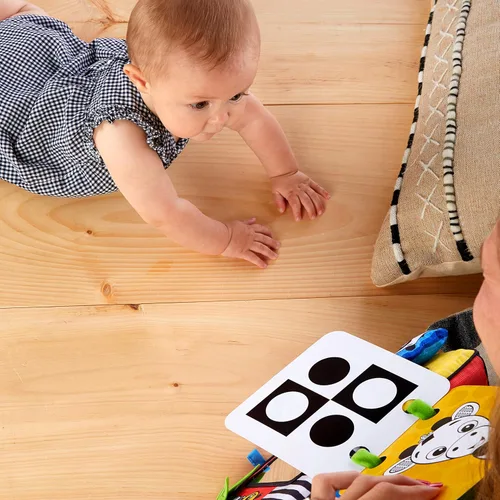 Miniatura 12 de Baby Einstein Flip para Arte Espejo de Actividad de Piso de Alto Contraste con Tarjetas para Llevar, Juego de Tiempo de Barriga, Recién Nacido+