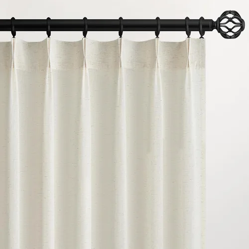 Miniatura 26 de Topfinel 2 paneles de cortinas plisadas de lino beige y blanco de 63 pulgadas de largo, para dormitorio y sala de estar, cortinas semitransparentes