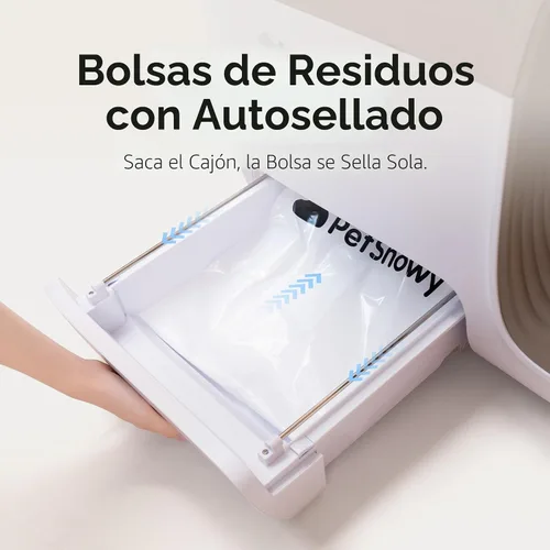 Miniatura 3 de PetSnowy - Arenero automático autolimpiable para gatos con control de olores sistema TiO2, caja de arena robotizada con empaquetado automático, Crema