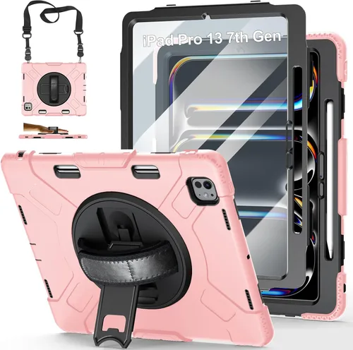 Miniatura 25 de Funda para iPad Pro 11 M5 2025/M4 2024: Funda protectora para iPad Pro de 11 pulgadas 5ª generación con protector de pantalla, soporte, asa y correa