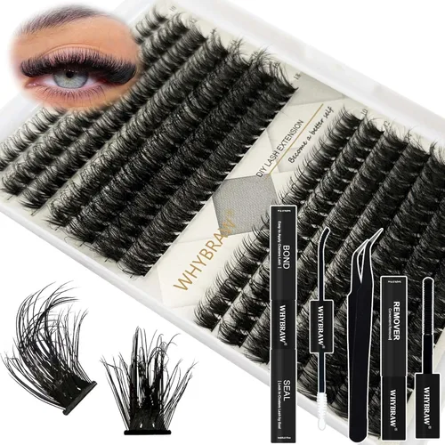 100D 200D Kit de extensión de pestañas con sello de pestañas, removedor de pestañas, aplicador de pestañas, 280 unidades, extensiones de pestañas
