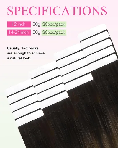 Miniatura 3 de YoungSee Extensiones de Cabello Humano con Cinta Balayage Extensiones de Cabello con Cinta Marrón Oscuro Extensiones de Cabello con Cinta Ombre