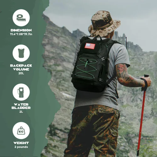 Miniatura 6 de Maelstrom Mochila de senderismo de hidratación con bolsa de agua de 2L/3 L, válvula de mordida de alto flujo, mochila de agua para hombres