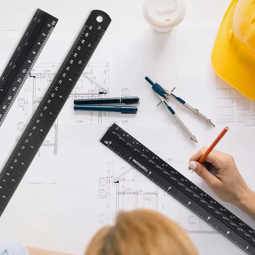 Miniatura 7 de Regla de escala triangular de arquitectura e ingeniería, juego de reglas de escala arquitectónica de 12 pulgadas, aluminio grabado con láser