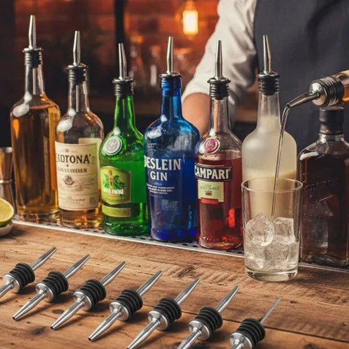 Miniatura 2 de Soro Essentials - Juego de 12 vertedores de botellas de licor cónicos de acero inoxidable - Vertedores de botellas de flujo medio para barra