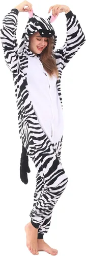 Miniatura 7 de WAFUNNE Pijamas de animales para adultos, disfraces de una pieza para hombres, mujeres, unisex, adolescentes, cebra