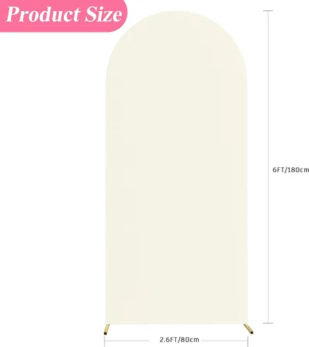 Miniatura 58 de Putros Cubierta de Arco de Boda 6 Pies Beige Spandex Ajustada Parte Superior Redonda Chiara Cubiertas de Soporte de Fondo para Decoración de Bodas
