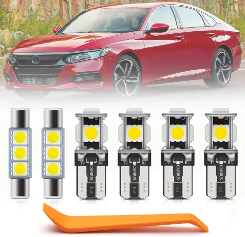 Miniatura 12 de 12 piezas de kit de bombillas LED interior para Hon'da Accord 1998 1999 2000 2001 2002, luces de mapa, cúpula, puerta, maletero, matrícula