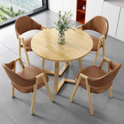 Miniatura 20 de YVYKFZD Office Reception Room Club Table and Chair Set, Simple Kitchen Dining Table Set for 4, Round Conference Table with Metal Legs, Small Cyan