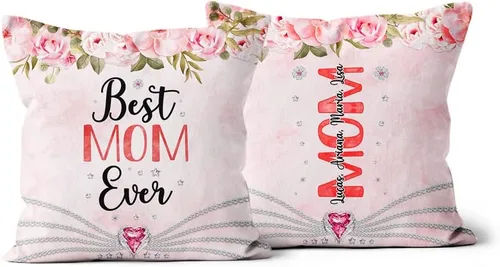 Miniatura 9 de Useful Gifts for Mom, World's Mom Ever Floral Flowers, Personalized Square Pillow, Gifts for Mother Women from Kids Children