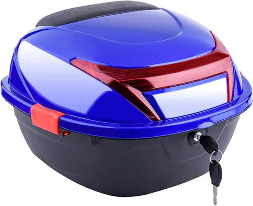 Miniatura 17 de Caja trasera universal de 42 litros para motocicleta con respaldo suave, funda rígida con accesorios de montaje, 15.7 x 14 x 11 pulgadas (color rojo)