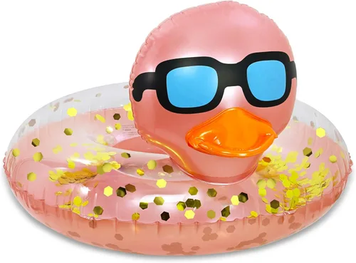 Miniatura 14 de POZA Flotador inflable de pato para piscina: vinilo resistente a los rayos UV, confeti de pato para piscina, flotador de piscina de animales, anillo