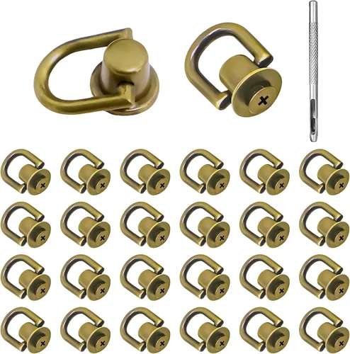 Miniatura 9 de Remaches - Anillo en D, tornillo de bola, botón de cabeza de poste de bola, anillo de metal con perforador de agujero, mochila para manualidades