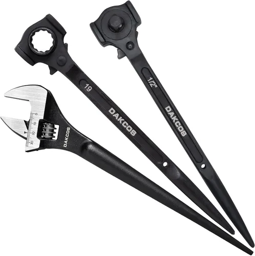 Miniatura 7 de DAKCOS 2 Piezas 19 mm×22 mm O 3/4"×7/8" 12 Puntos Llave de Trinquete de Doble Extremo con Enchufe de Andamio Spud, Negro