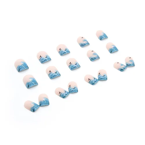 Miniatura 4 de Uñas postizas a presión de longitud corta, 24 piezas de cobertura completa, reutilizables, brillantes, uñas postizas con pegamento, uñas postizas