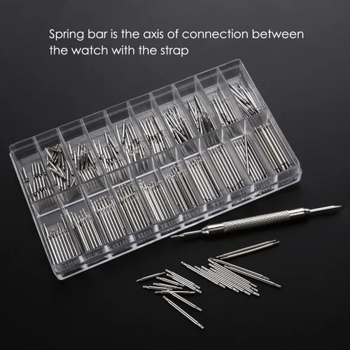 Miniatura 5 de NICERIO 400 piezas de correa de reloj profesional de acero inoxidable, barras de resorte con herramienta de reparación de removedor, 0.236 in