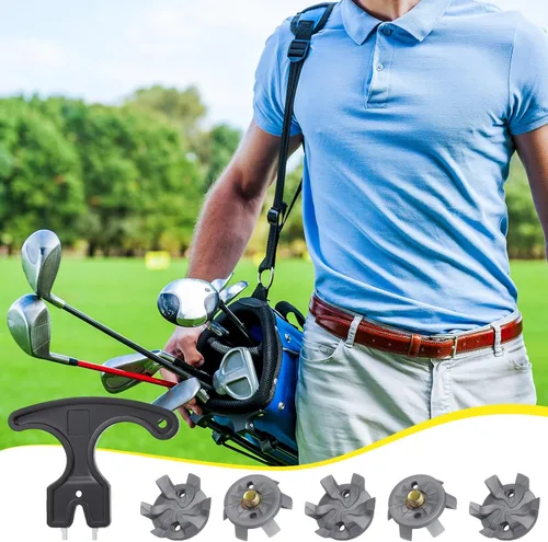 Miniatura 5 de Shappy Juego de 51 piezas de repuesto para zapatos de golf, 50 tacos de zapatos de golf con 1 llave de tacos negros, tornillo de rosca de metal