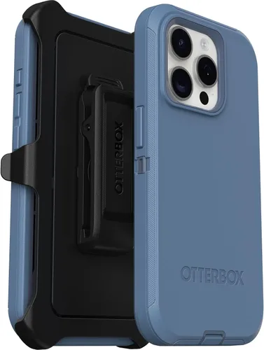 Miniatura 6 de OtterBox Funda para iPhone 15 Pro (solamente) Defender Series - Baby Blue Jeans (azul), sin pantalla, resistente y duradera, con protección