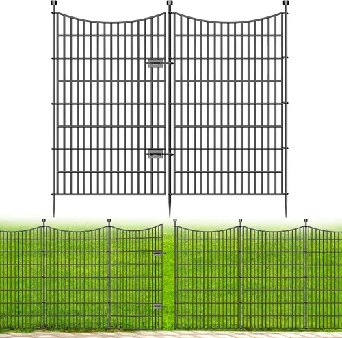 Miniatura 14 de 5 paneles de valla para perros sin excavación al aire libre para patio, 24 pulgadas (alto) x 10 pies (largo), valla decorativa alta de jardín