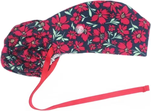 Miniatura 17 de Gorra médica con interior sedoso, gorro de algodón con banda para el sudor y botones, cola de caballo ajustable