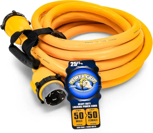 Miniatura 2 de Camco PowerGrip - Cable de extensión para marino/barco de 12 pies con adaptadores de bloqueo de 164.0 ft/50 F, permite una fácil conexión del barco