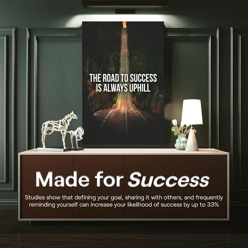 Miniatura 9 de Lienzo decorativo motivacional para pared con texto en inglés "Road To Successful" (Camino al éxito), diseño motivacional para la oficina, con texto