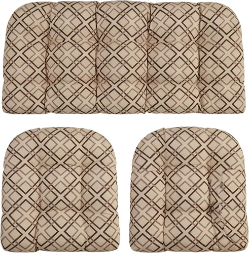 Miniatura 25 de RSH DECOR: Sunbrella - Juego de 3 cojines de mimbre copetudos 41 x 19 pulgadas y 19 x 19 pulgadas Fabricado con tela de rendimiento Sunbrella