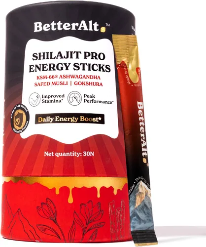 Miniatura 10 de BetterAlt SHE-Lajit - Palillos de miel de fresa Shilajit para mujer con shatavari y azafrán para equilibrio hormonal y impulso de energía
