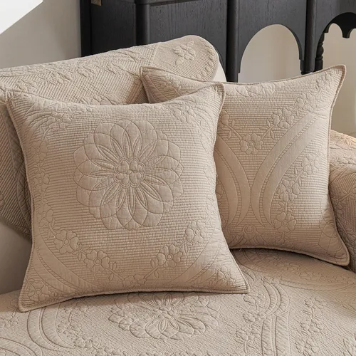 Miniatura 8 de vctops Funda acolchada de algodón para sofá, funda de sofá con bordado floral de granja, antideslizante, suave, festoneado, protector de muebles