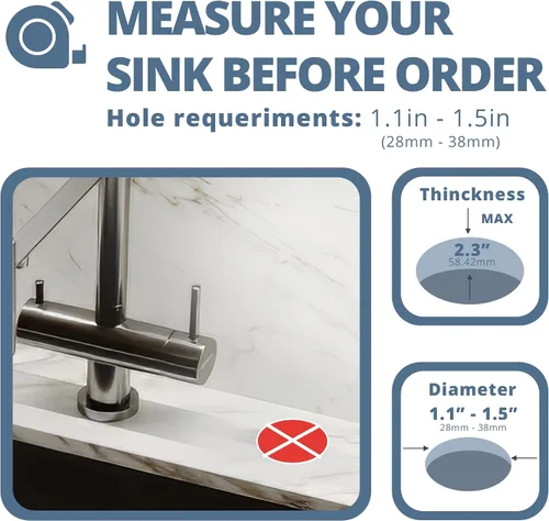Miniatura 9 de SBEN Juego de dispensador de jabón de cocina empotrado (botella recargable grande de 17 oz incluida) - Dispensador de jabón de acero inoxidable