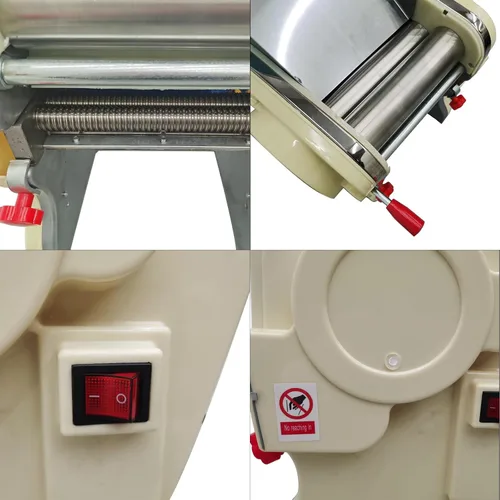 Miniatura 7 de Máquina eléctrica de prensa de pasta de acero inoxidable, máquina de fabricación de fideos de cuchillo redondo de 0.118 in, ancho ajustable