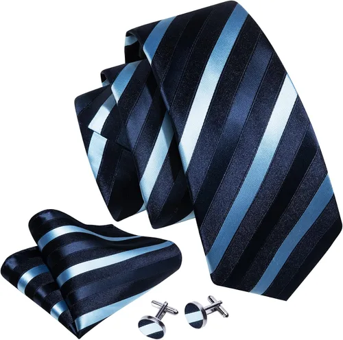 Miniatura 166 de Barry.Wang Juego de corbatas para hombre, corbata de seda a rayas, tejido a cuadros, gemelos formales, negocios, boda