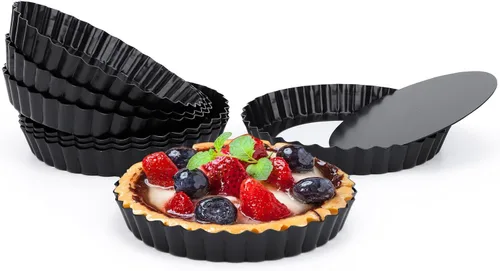 Miniatura 15 de Beasea Sartén para tartas de 10 pulgadas con parte inferior extraíble, sartén antiadherente para quiche con borde estriado, base suelta, bandeja
