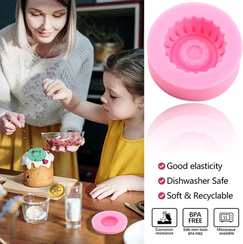 Miniatura 5 de Zixiang Molde redondo 3D para fondant, molde de silicona con forma de rueda de camión para decoración de pasteles, decoración de cupcakes, arcilla
