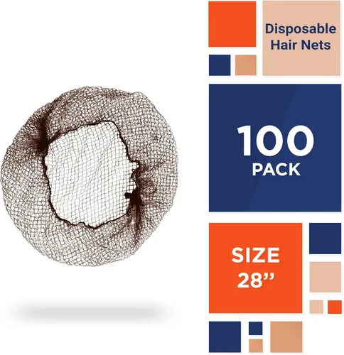 Miniatura 2 de EZGOODZ Redes desechables para el cabello para trabajadores del servicio de alimentos, nailon marrón de 28 pulgadas, banda elástica, unisex, paquete