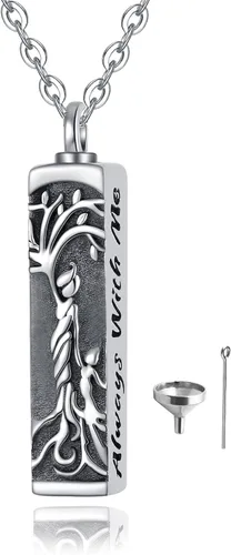 Miniatura 21 de Collar con colgante de urna de cenizas de cremación y árbol de la vida para mujer, plata de ley US1