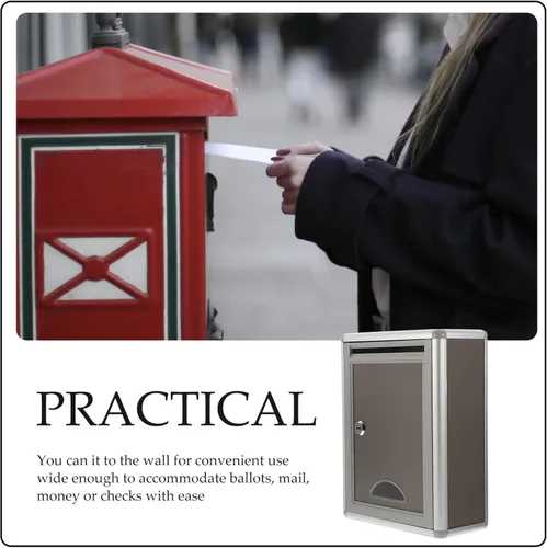 Miniatura 4 de Buzón de correo con cerradura de llave, montaje en pared, buzón de metal, caja de seguridad para sobres de dinero, tarjetas, tamaño pequeño