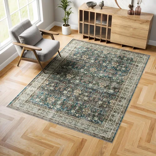 Miniatura 19 de Dripex - Tapete de pasillo lavable de 2 x 8 pies desgastado, medallón oriental, antideslizante, resistente a las manchas, plegable y delgado