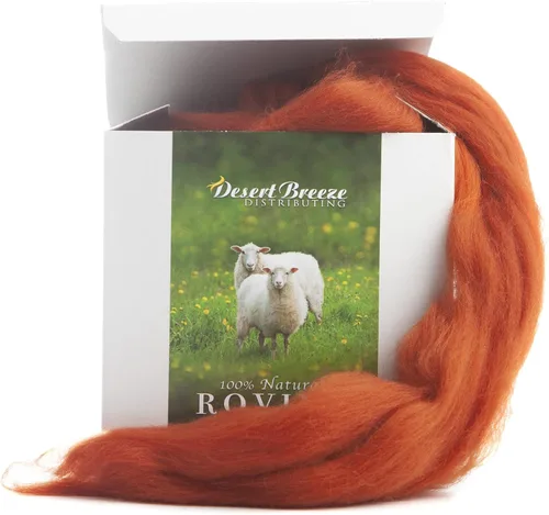 Miniatura 3 de Desert Breeze Distributing – 100% lana merino natural Roving, lana para hilar, hilo de tapiz, fieltro de aguja, fieltro húmedo, hilado grande, 19