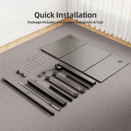 Miniatura 139 de Claiks Escritorio eléctrico de pie, escritorio de pie de altura ajustable, 63 x 24 pulgadas, escritorio de oficina en casa con tablero de empalme
