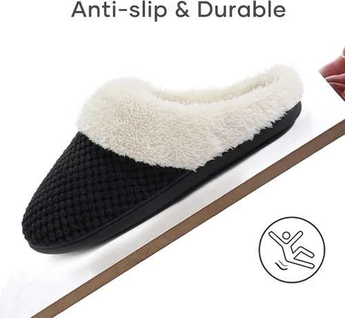 Miniatura 5 de ULTRAIDEAS Pantuflas de forro polar cómodas para mujer, de espuma viscoelástica, sin cordones, para interiores y exteriores