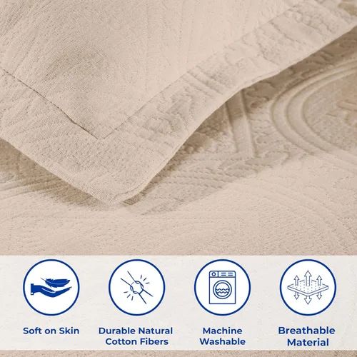 Miniatura 3 de Superior Juego de colcha de algodón de 2 piezas, diseño de círculos celtas, decoración de cama para el hogar, 1 funda de almohada, manta