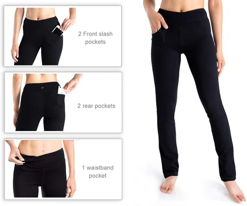 Miniatura 5 de Yogipace - Pantalones deportivos para mujer para entrenamiento yoga con pierna recta entrepierna de 27 29 31 33 35 y 37pulgadas y bolsillos laterales