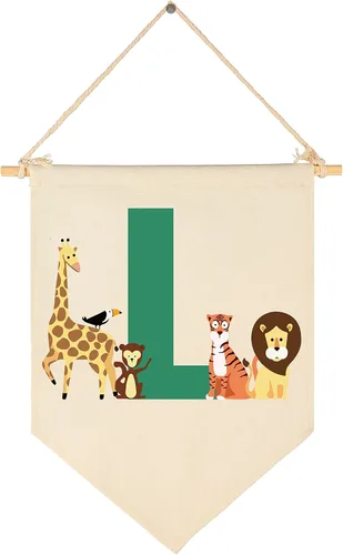 Miniatura 13 de Bandera personalizada de animales del bosque, regalos para bebé, niño, niña, recién nacido, banderín de safari de selva, letrero de pared, regalos