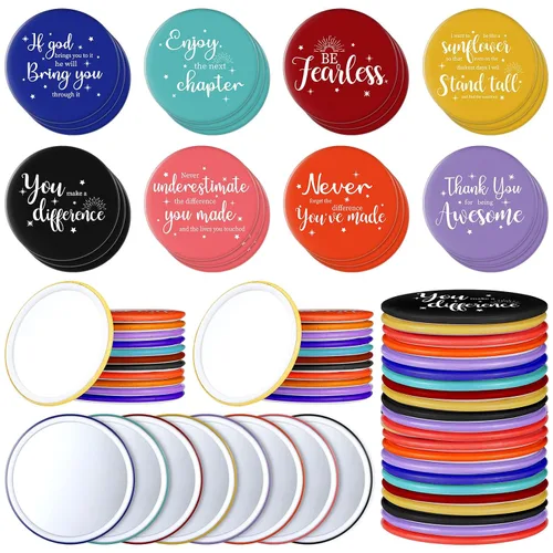Kigley 24 piezas de CNA Week Gifts - Espejo compacto inspirador para mujer, espejo de bolso de 2.8 pulgadas, regalo motivacional positivo de oficina